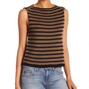 VINCE Striped Knit Cropped Sleeveless Tank Vest (XS)